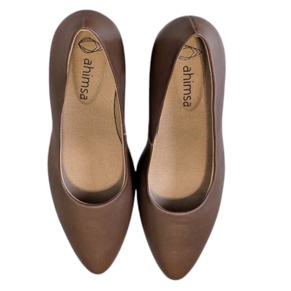 Ahimsa Vegan Bianca Cognac Brown Pumps Heels EUR 39 US 8 - Picture 3 of 15